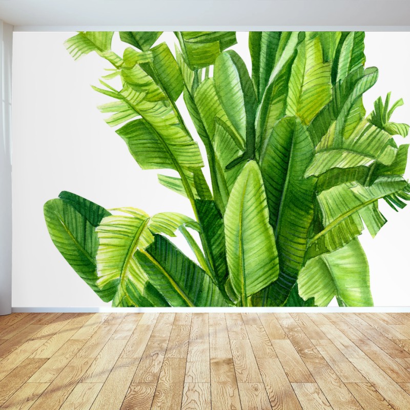 Carta da parati composizione di foglie tropicali in acquerello