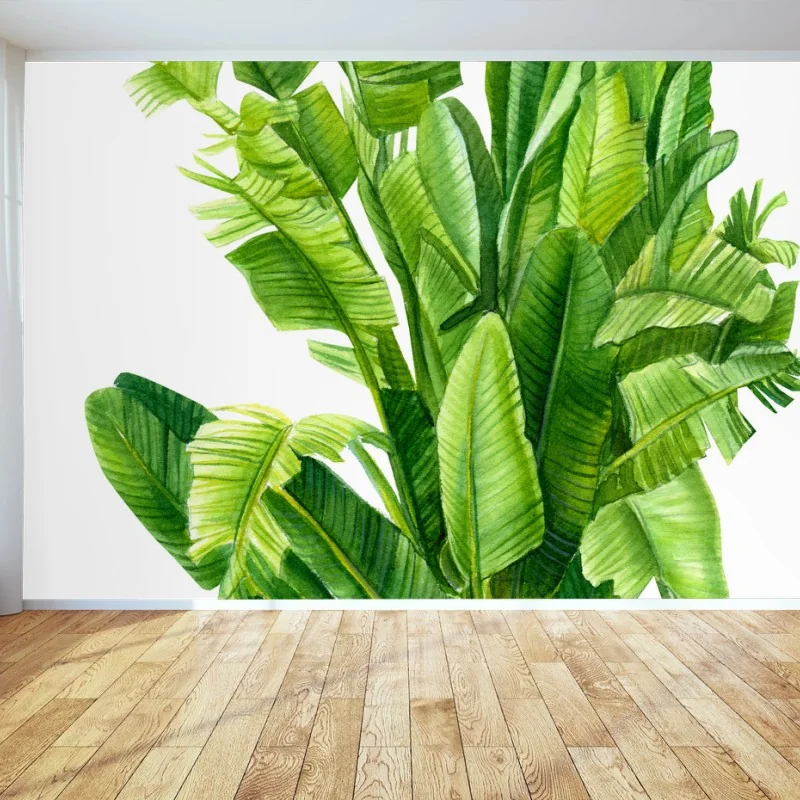 Carta da parati composizione di foglie tropicali in acquerello