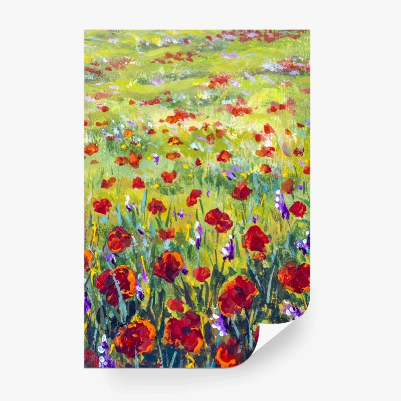 Carta da parati campo di papaveri impressionista
