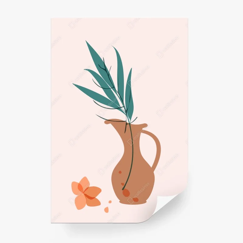Carta da parati composizione botanica in vaso di terracotta