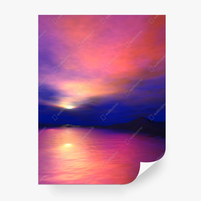 Carta da parati tramonto rosa sulle montagne