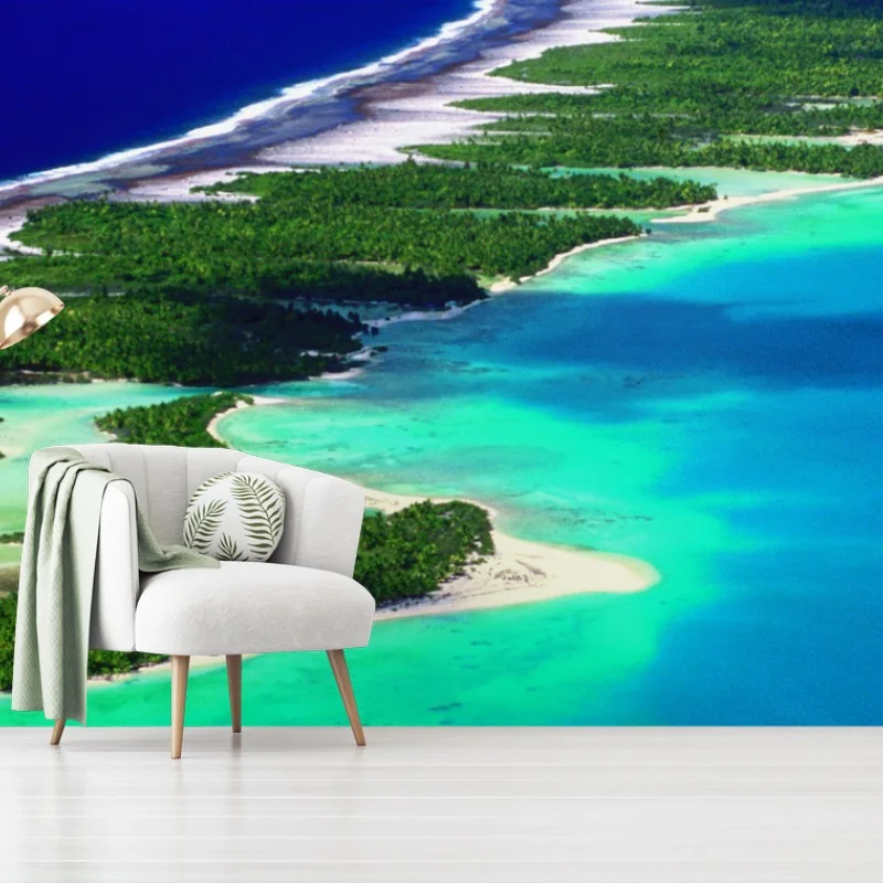 Carta da parati atollo tropicale dalle acque turchesi
