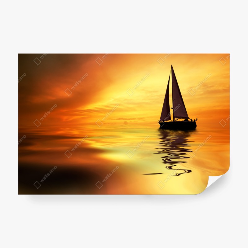 Carta da parati vela al tramonto dorato