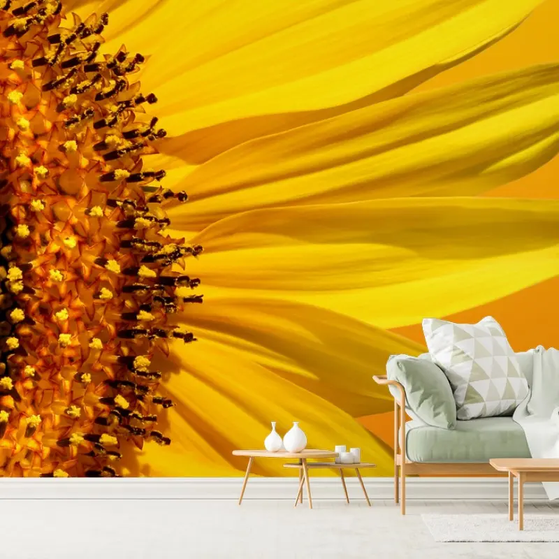 Carta da parati girasole luminoso su sfondo sfumato arancione