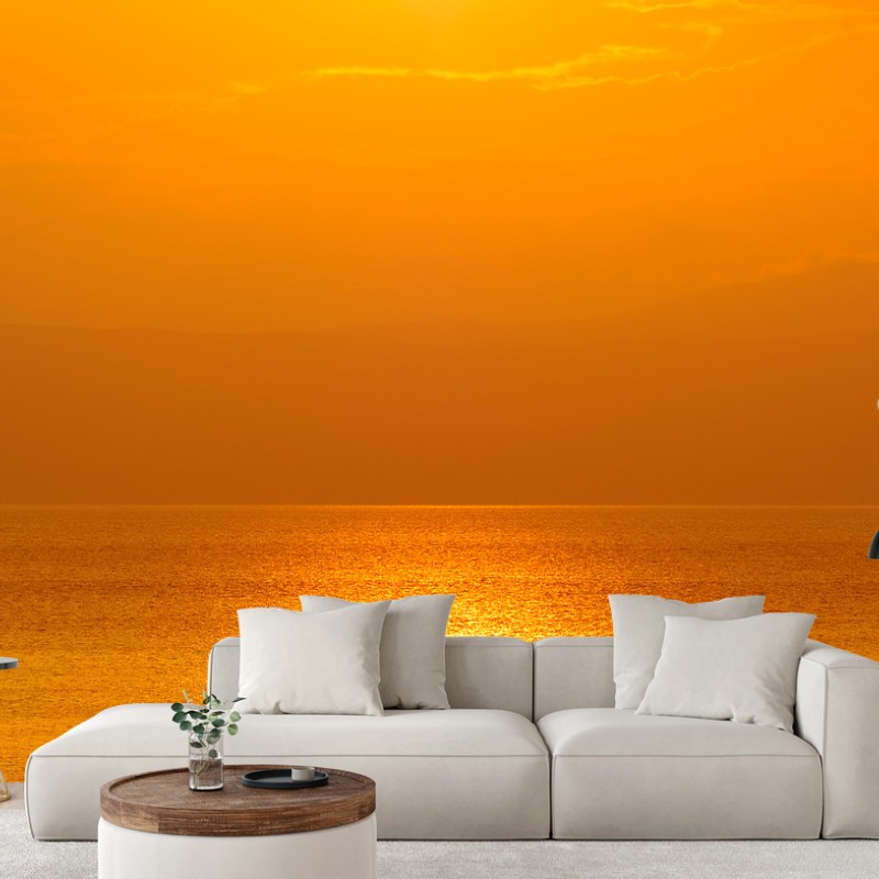 Carta da parati tramonto dorato sul mare
