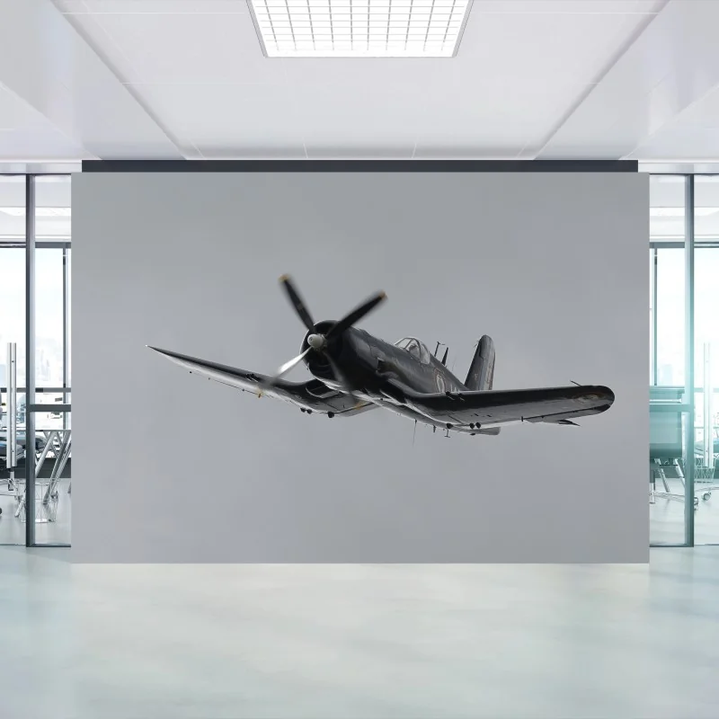 Carta da parati caccia d'epoca in volo sul cielo grigio