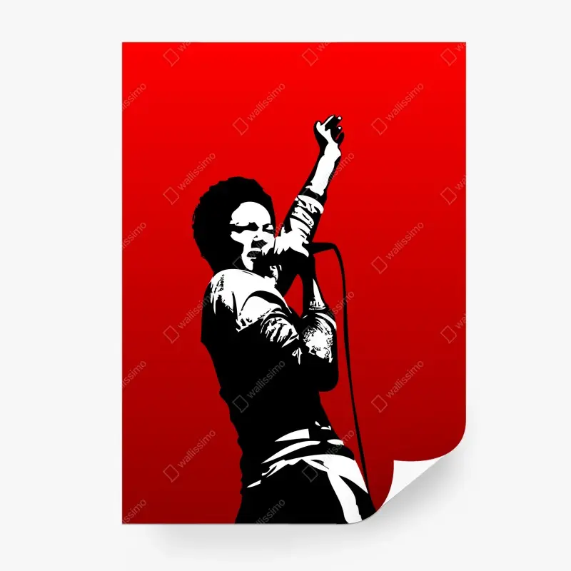 Carta da parati voce ribelle silhouette di cantante su sfondo rosso