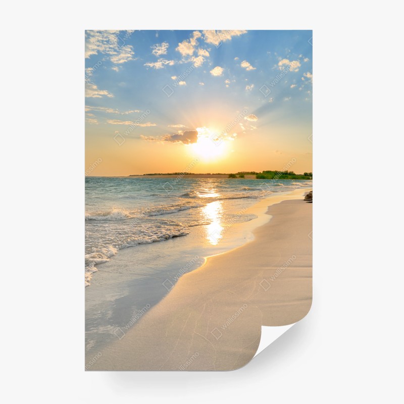 Carta da parati tramonto dorato sulla spiaggia