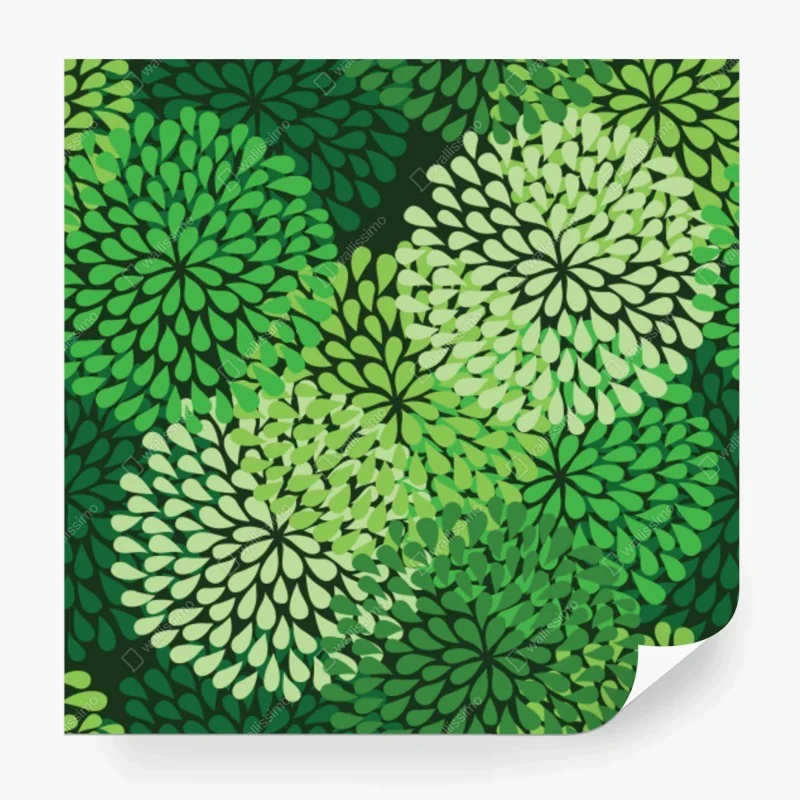 Carta da parati motivo floreale verde a petali
