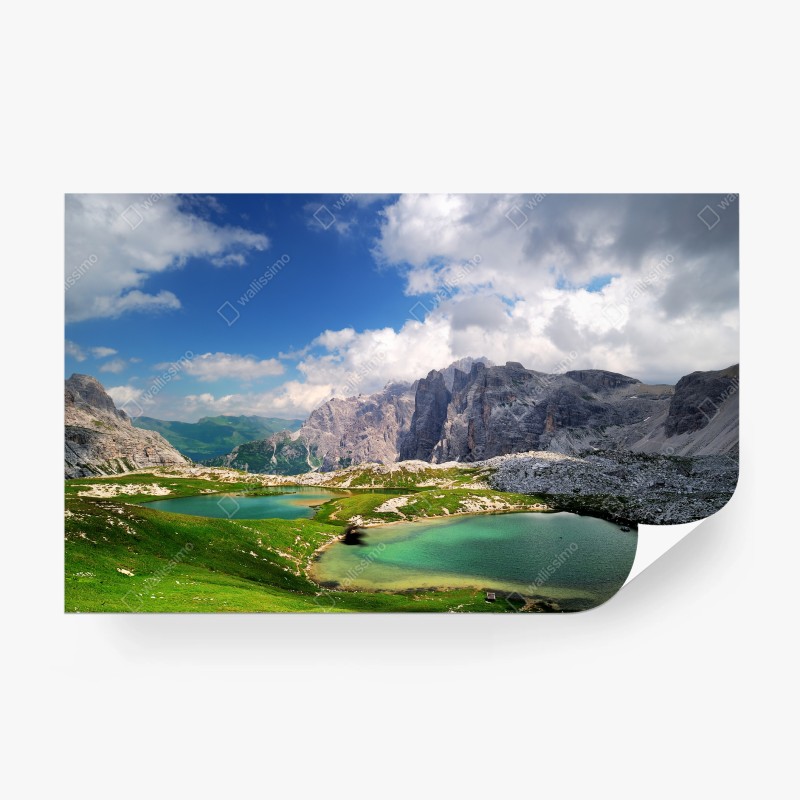 Carta da parati panorama alpino con laghi turchesi