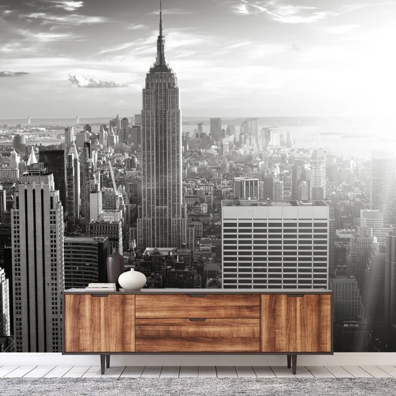 Carta da parati panorama monocromatico di New York