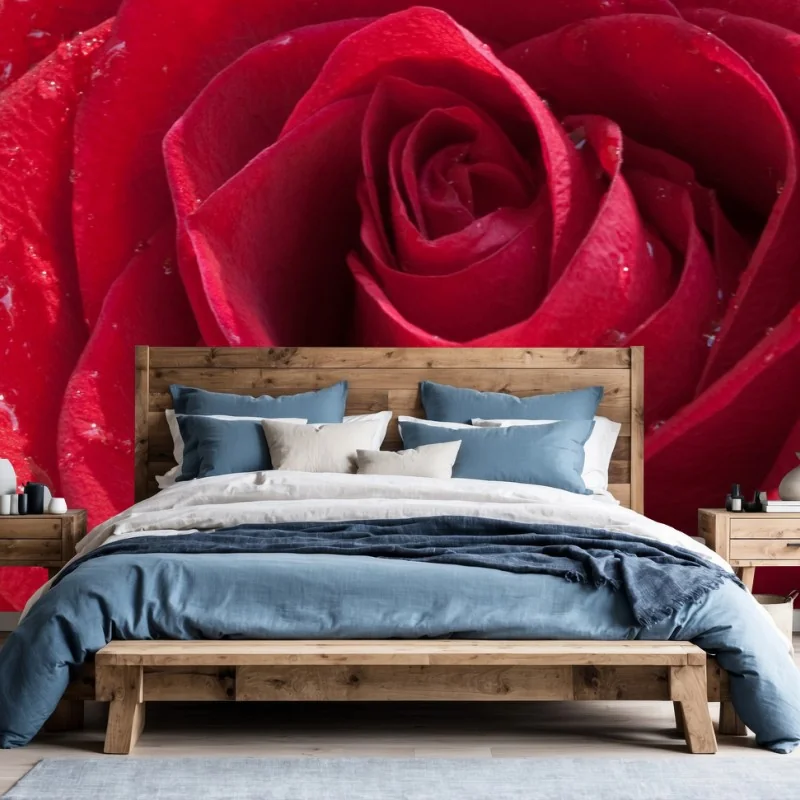 Carta da parati eleganza di una rosa rossa in primo piano