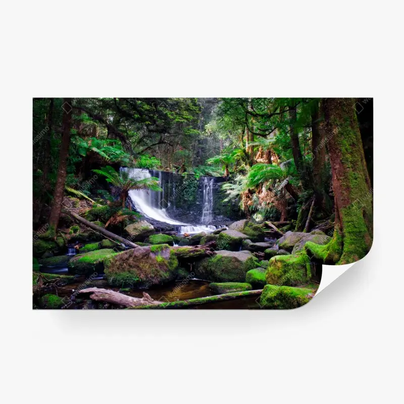 Carta da parati cascata nascosta nella foresta