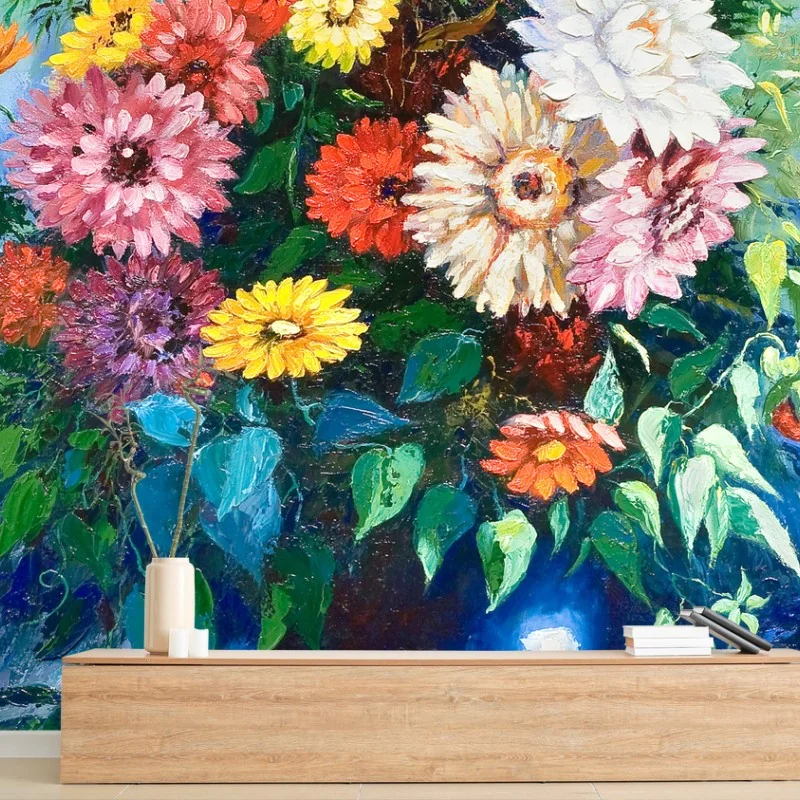 Carta da parati bouquet di fiori in vaso blu