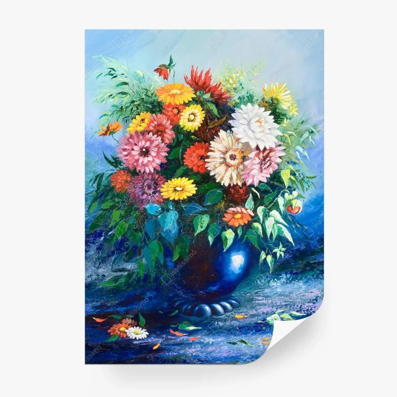Carta da parati bouquet di fiori in vaso blu