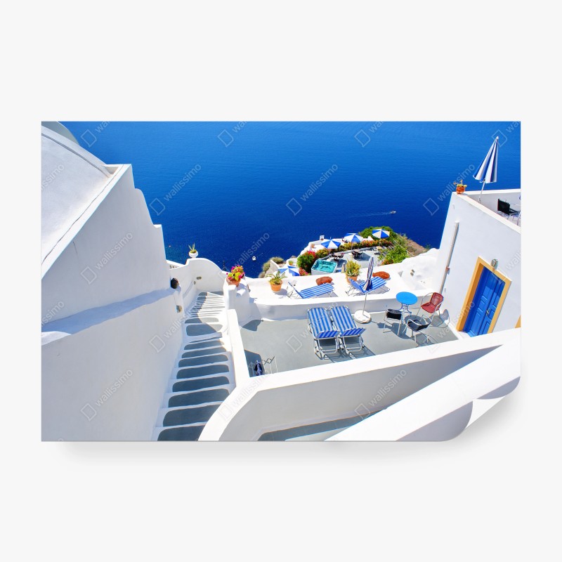 Carta da parati paesaggio marino di Santorini