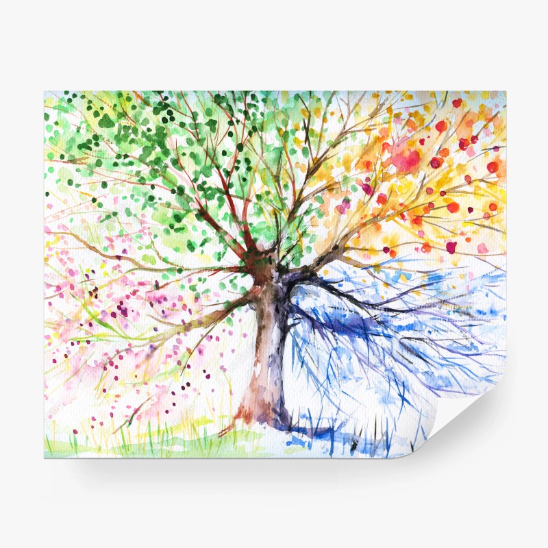 Carta da parati albero delle quattro stagioni