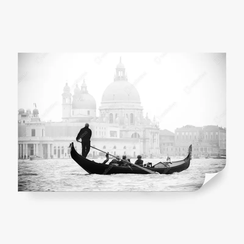 Carta da parati gondola a Venezia in bianco e nero