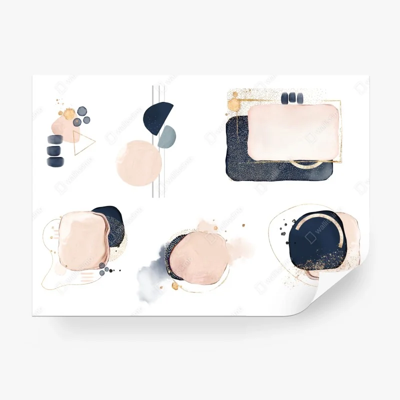 Carta da parati composizione astratta in acquerello e dettagli oro