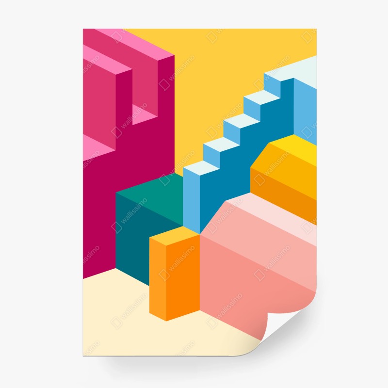 Carta da parati composizione geometrica pop a colori