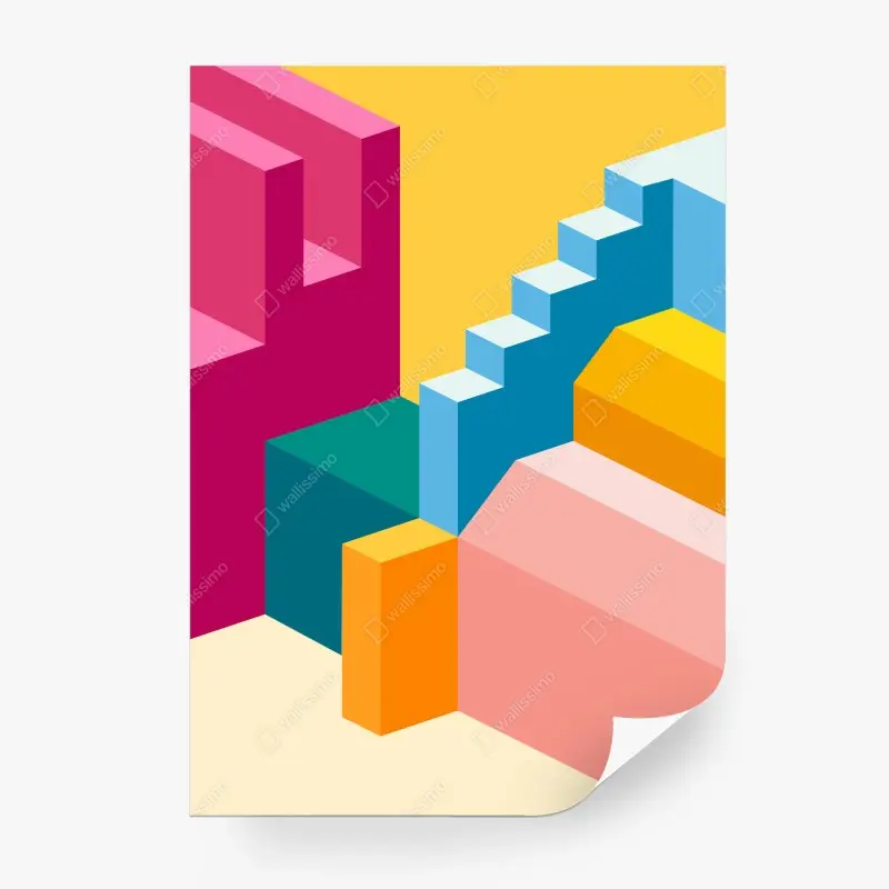 Carta da parati composizione geometrica pop a colori