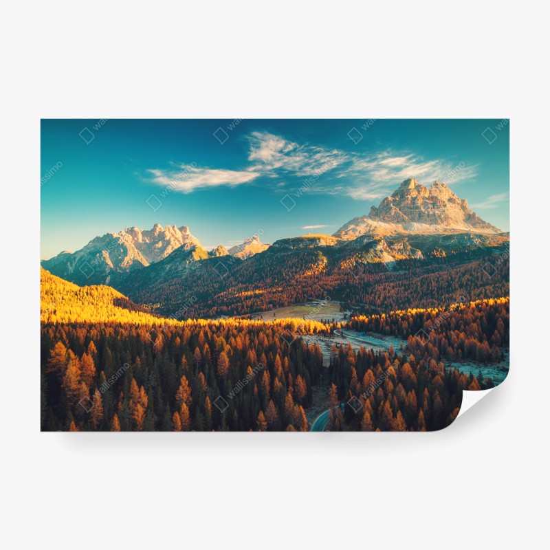 Carta da parati alba dorata sulle Dolomiti: vista su Lago Antorno