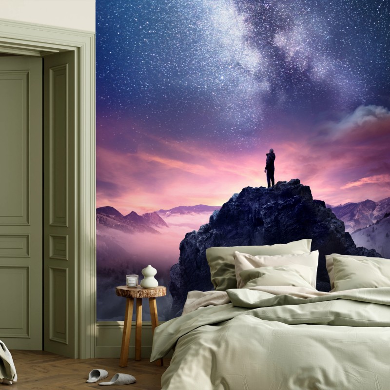 Carta da parati notte stellata sulla vetta