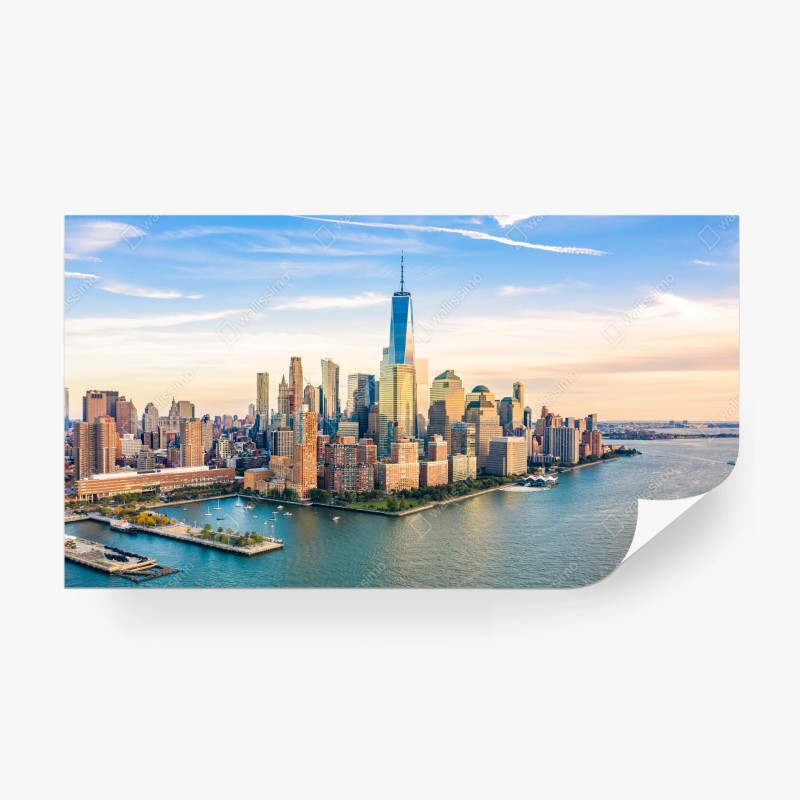 Carta da parati panorama urbano di Manhattan al tramonto