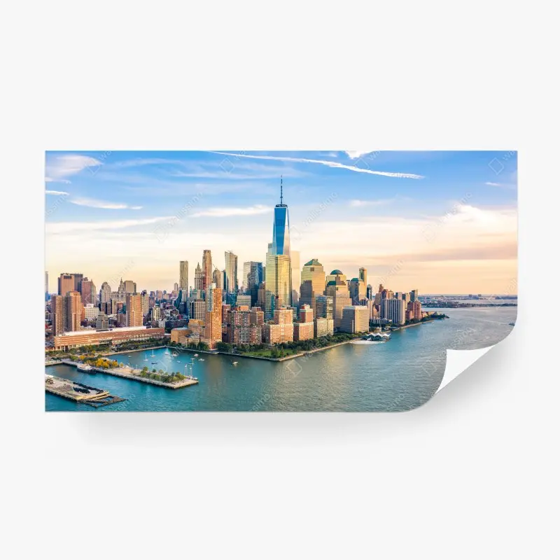 Carta da parati panorama urbano di Manhattan al tramonto