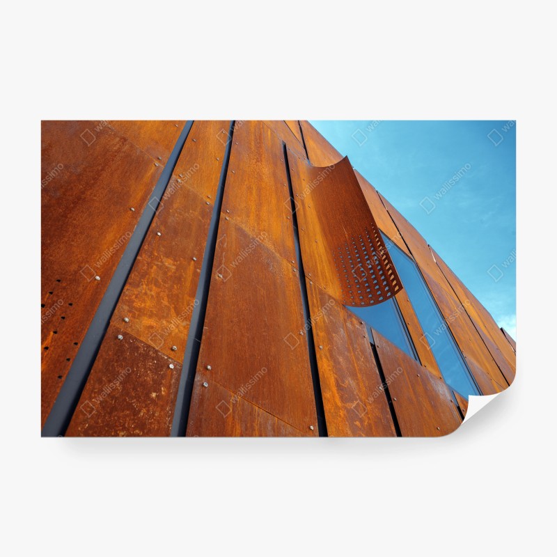 Carta da parati facciata in corten: geometrie rugginose