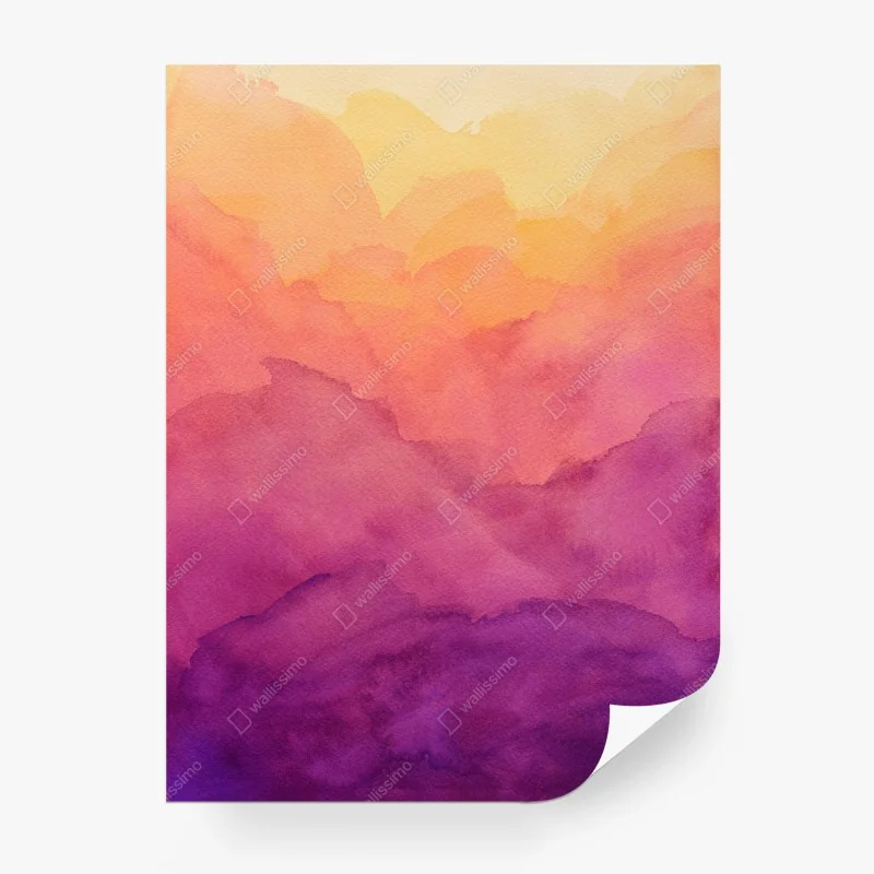 Carta da parati paesaggio acquerello astratto dai toni del tramonto