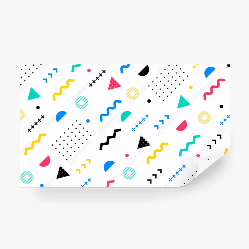 Carta da parati motivo geometrico colorato in stile Memphis