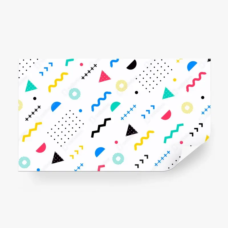 Carta da parati motivo geometrico colorato in stile Memphis