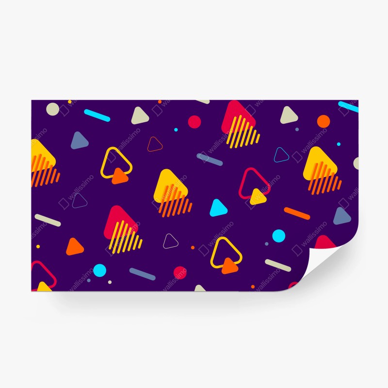 Carta da parati motivo geometrico colorato su sfondo viola