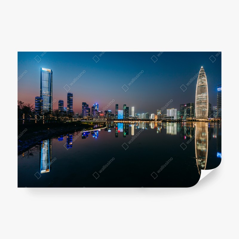 Carta da parati skyline notturno di Shenzhen