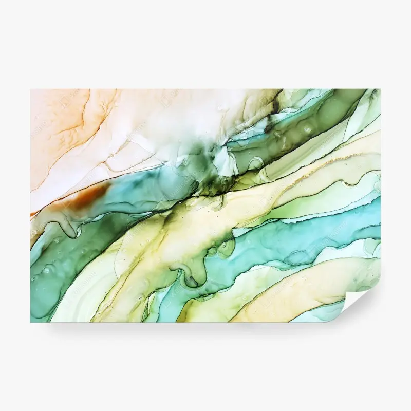 Carta da parati melodia liquida in verde e turchese