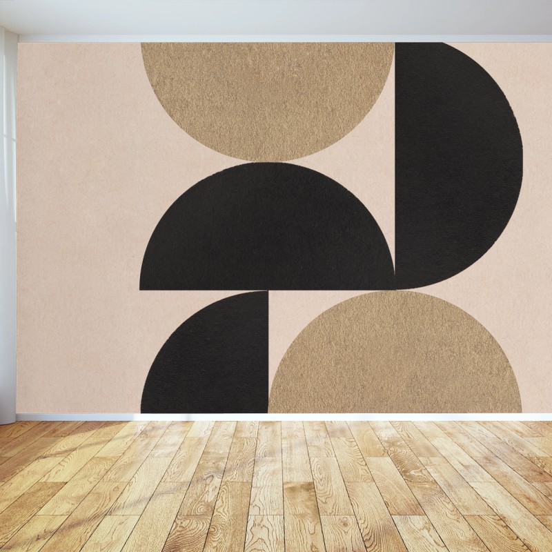 Carta da parati composizione geometrica oro e nero
