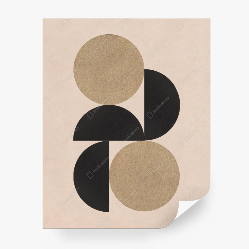 Carta da parati composizione geometrica oro e nero
