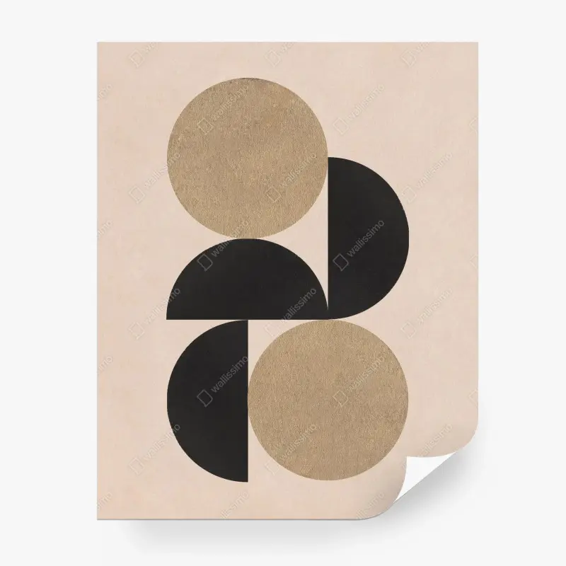 Carta da parati composizione geometrica oro e nero