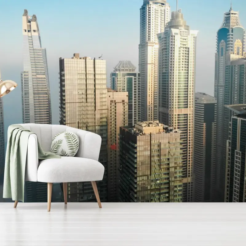 Carta da parati orizzonte nebbioso di Dubai