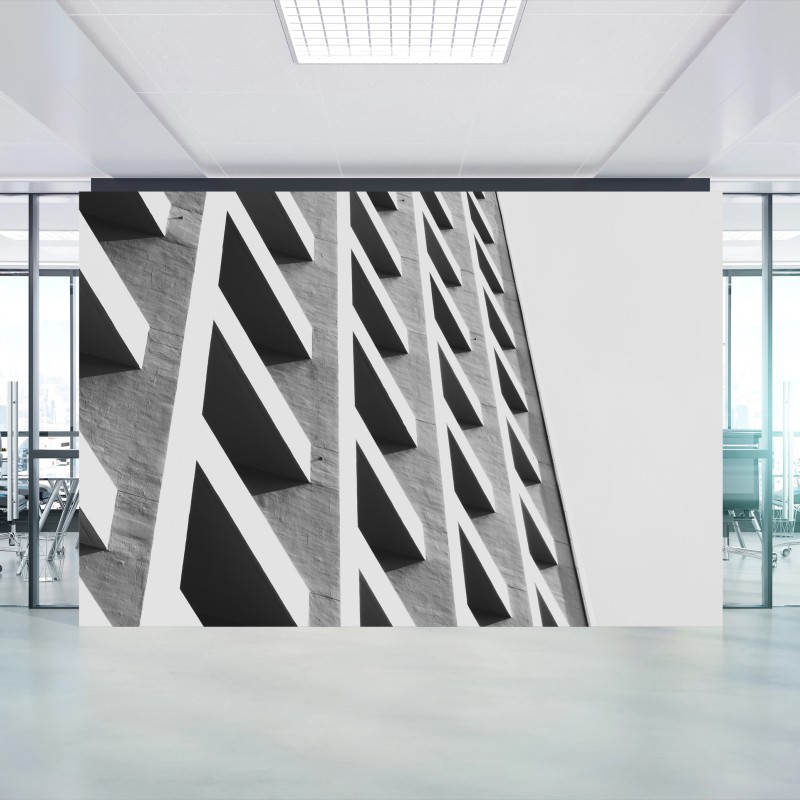 Carta da parati ritmi geometrici: facciata moderna in bianco e nero