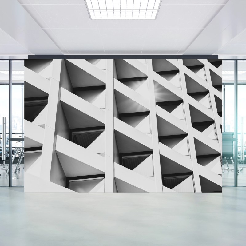 Carta da parati facciata geometrica in bianco e nero