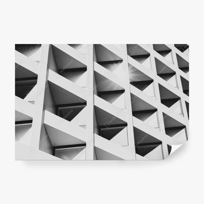 Carta da parati facciata geometrica in bianco e nero