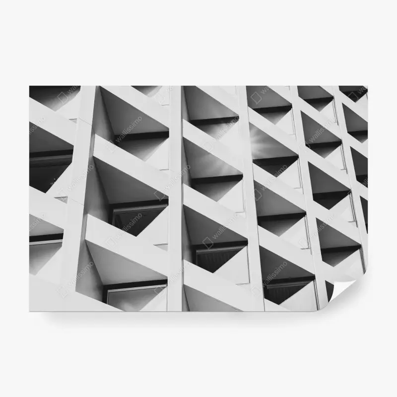 Carta da parati facciata geometrica in bianco e nero