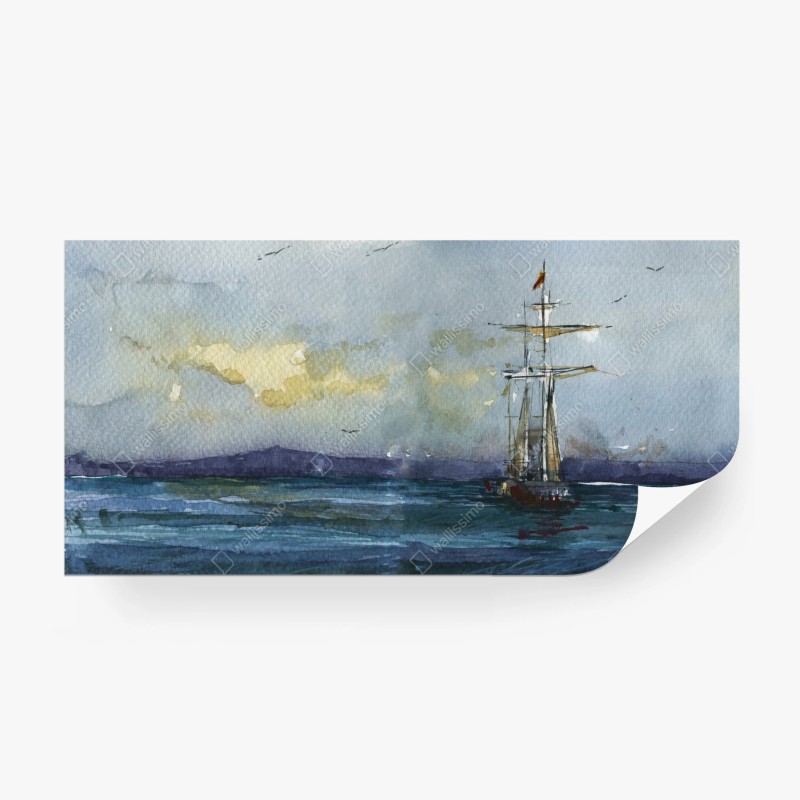 Carta da parati nave a vela al crepuscolo