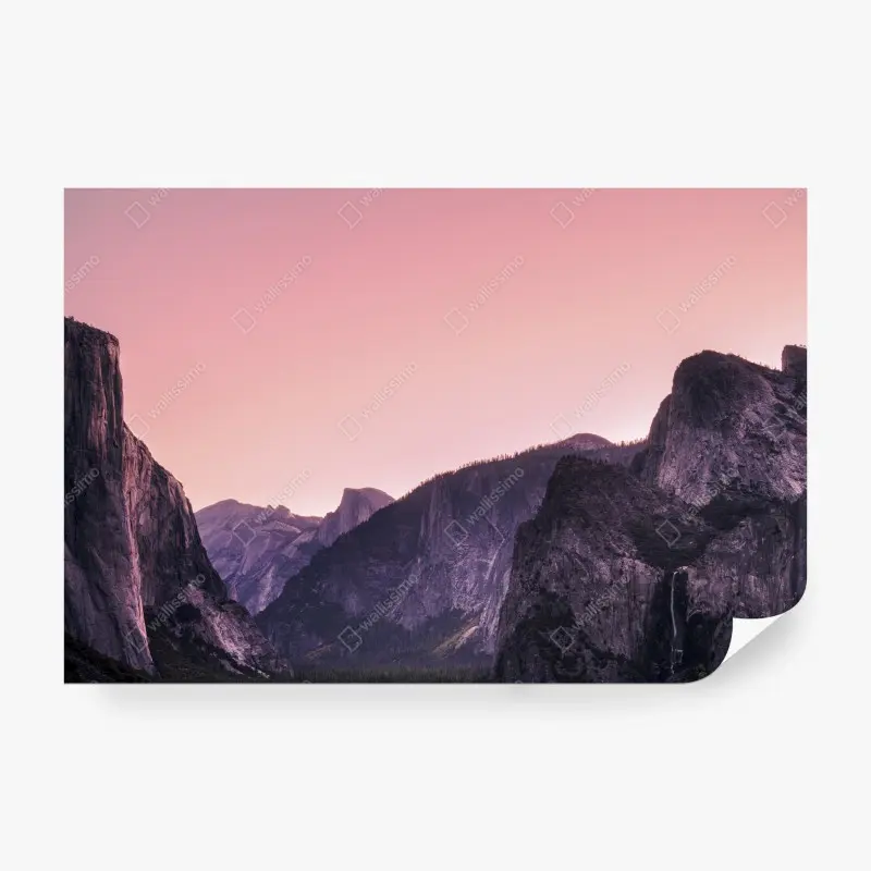 Carta da parati tramonto rosa sulla valle rocciosa