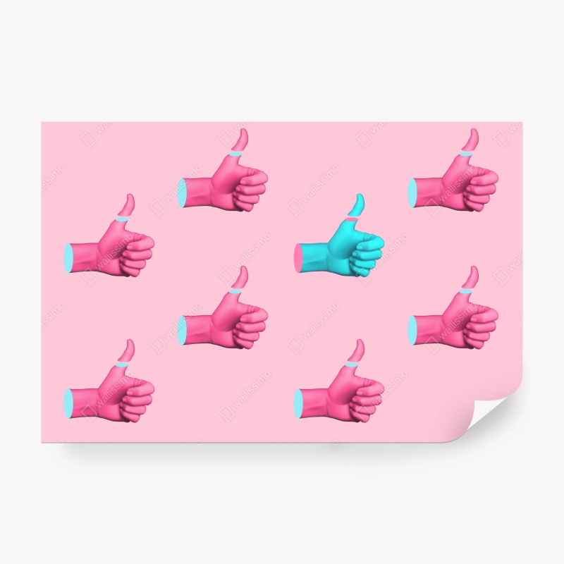 Carta da parati pollice in su pop art rosa e turchese