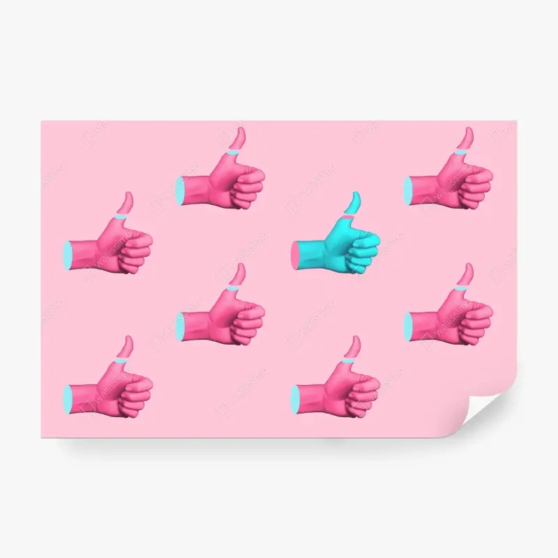Carta da parati pollice in su pop art rosa e turchese