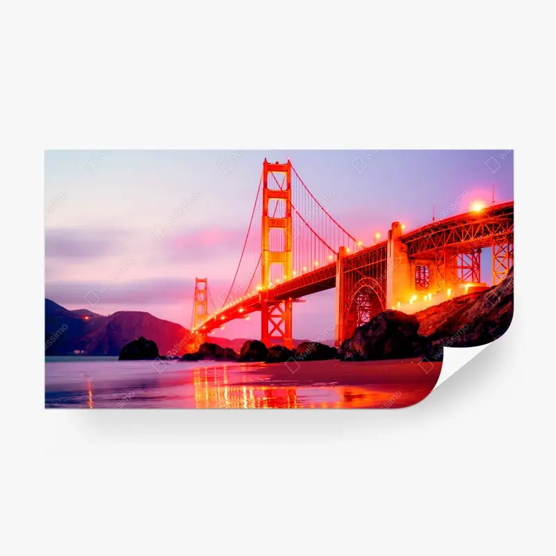Carta da parati tramonto rosa sul Golden Gate