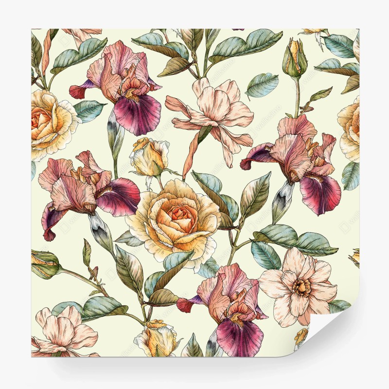 Carta da parati elegante motivo floreale acquerellato